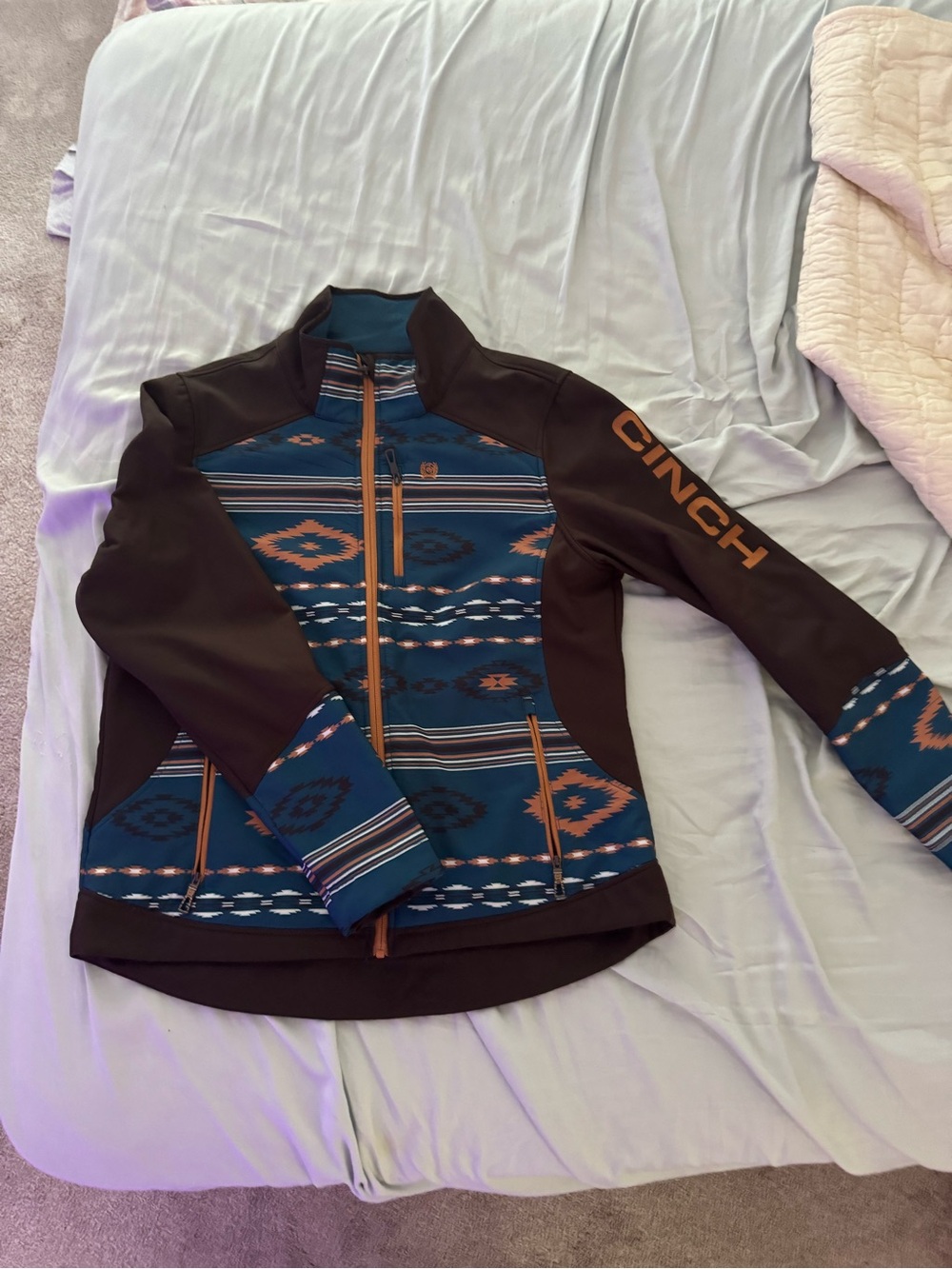 Cinch Teal & Brown Aztec Pattern Softshell Jacket